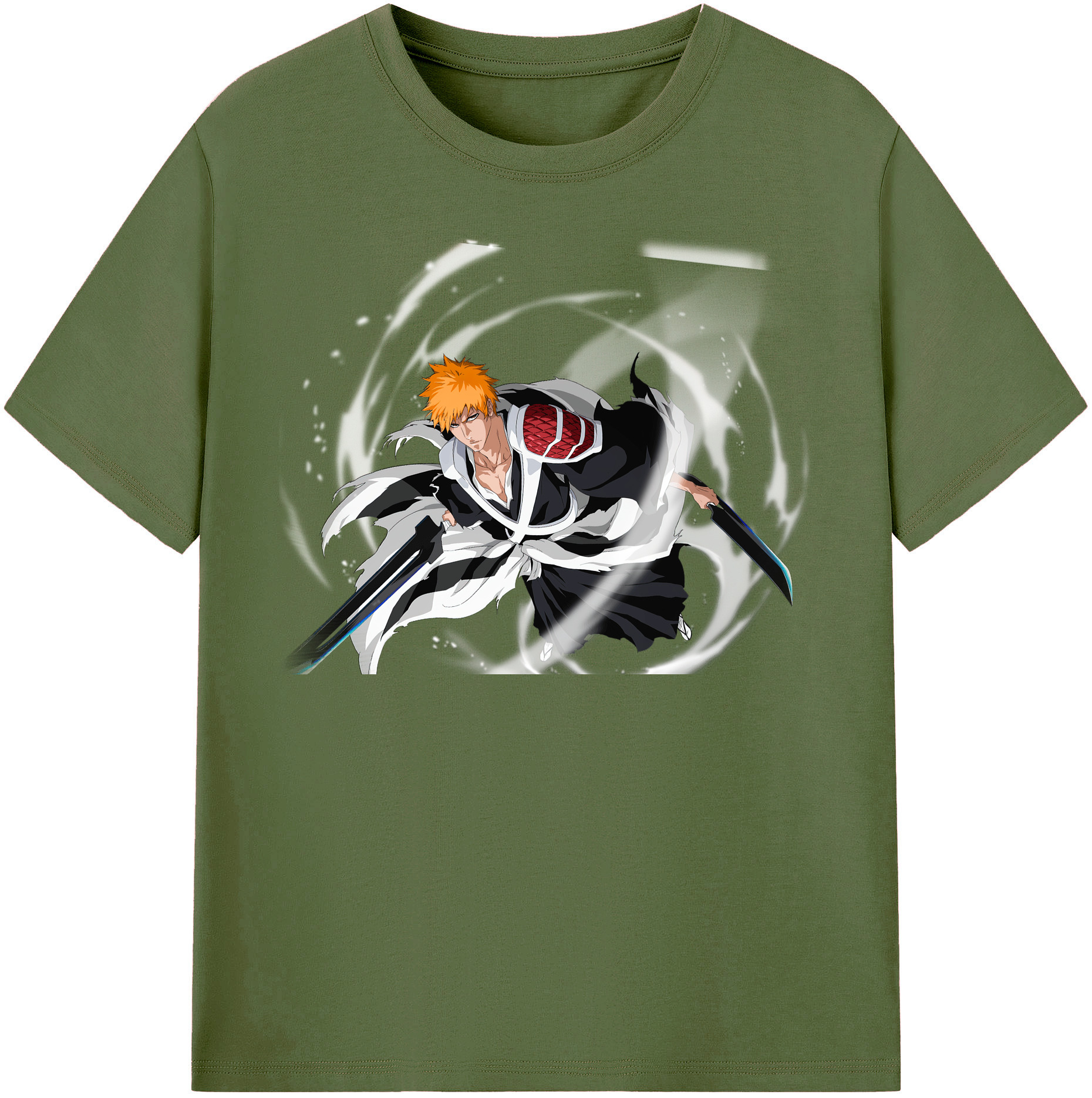 （画像用） ブリーチ 黒崎一護（くろさき いちご）BLEACH Kurosaki Ichigo 綿100％半袖Tシャツ（フロントプリント）